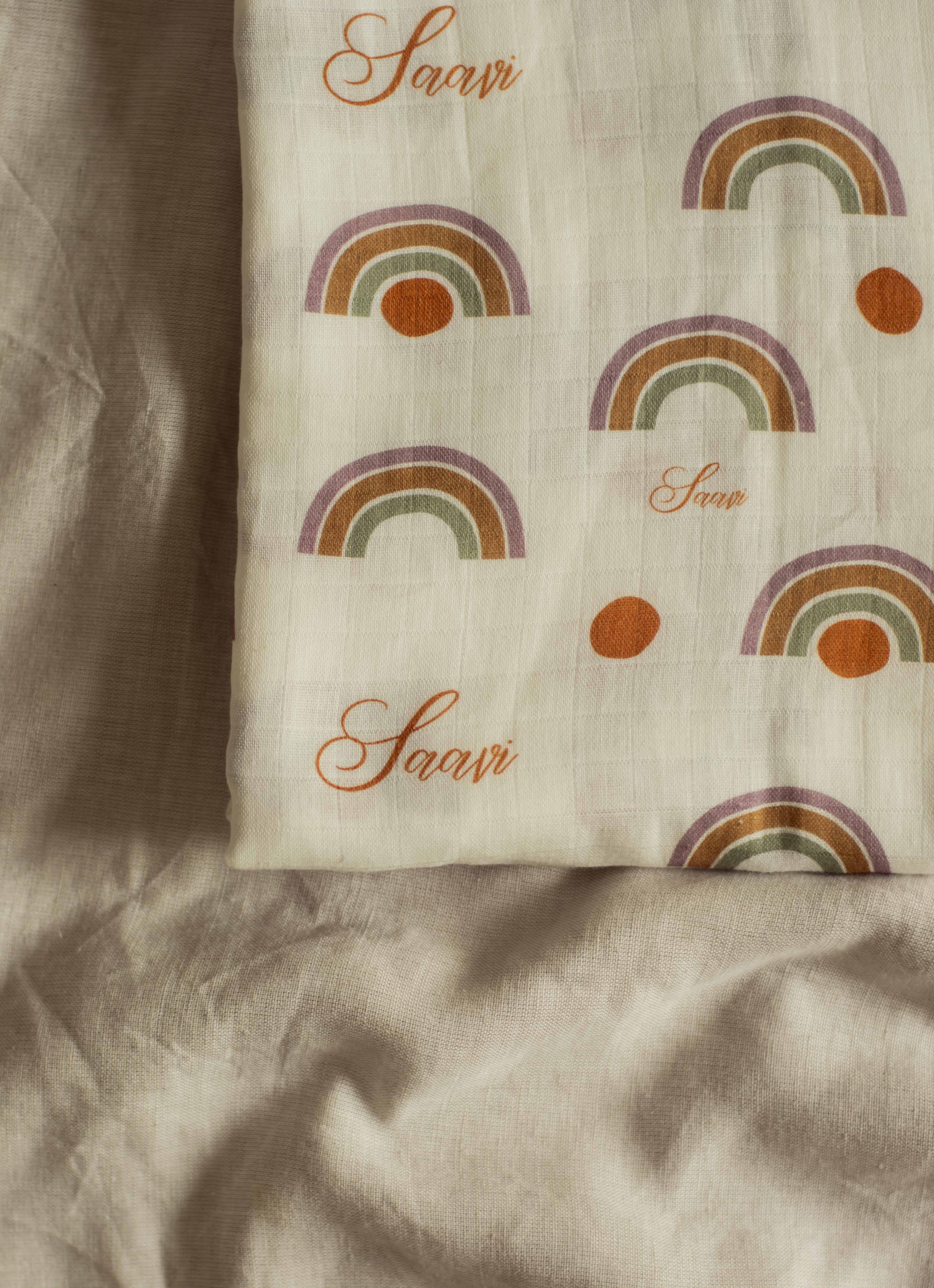Custom Rainbow Love Swaddle and Angarkha Set